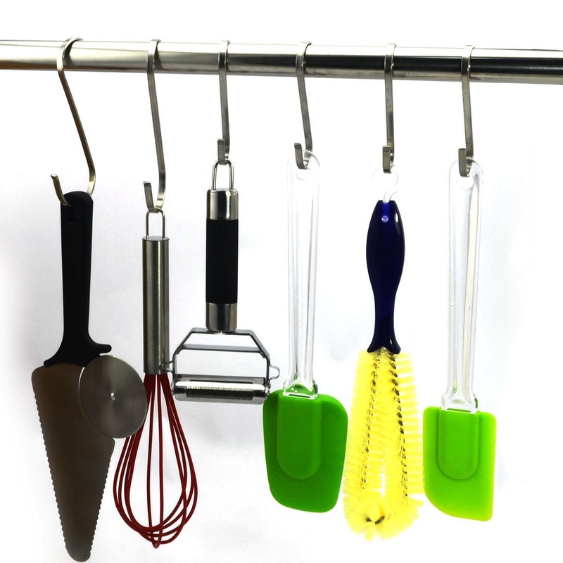 RuiLing 6-Pack Size X-Large Flat S Hooks Heavy-Duty Genuine Solid 304 Stainless Steel S Shaped Hanging Hooks,Kitchen Spoon Pan Pot Hanging Hooks Hangers Multiple uses. - Image 5